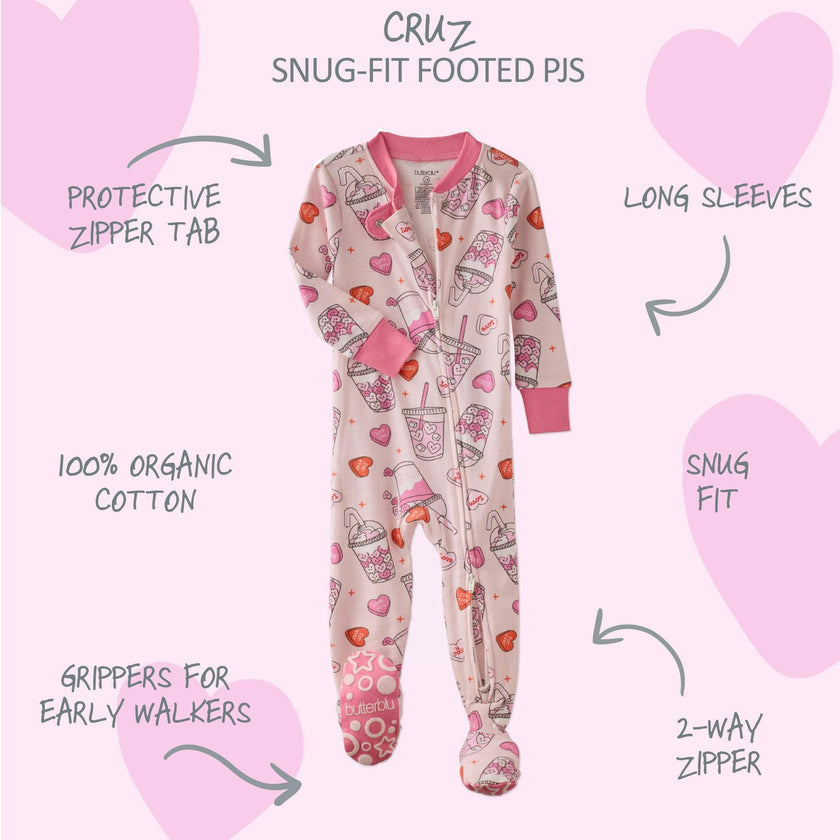 CRUZ Snug Fit Footed Baby Girls Pajamas