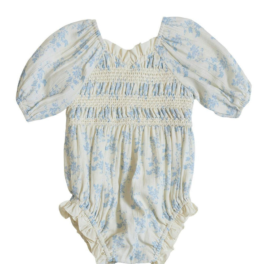 Baby Roselyn Romper in Ivory Porcelain Fleur