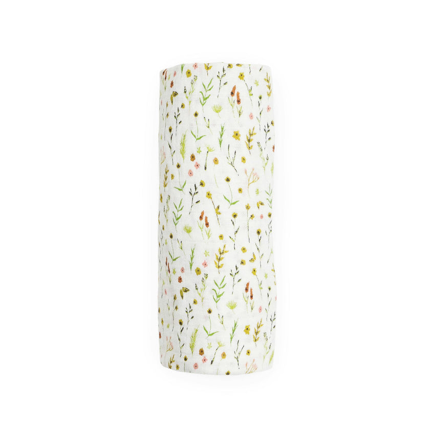 Organic Cotton Muslin Swaddle Blanket - Floral Field