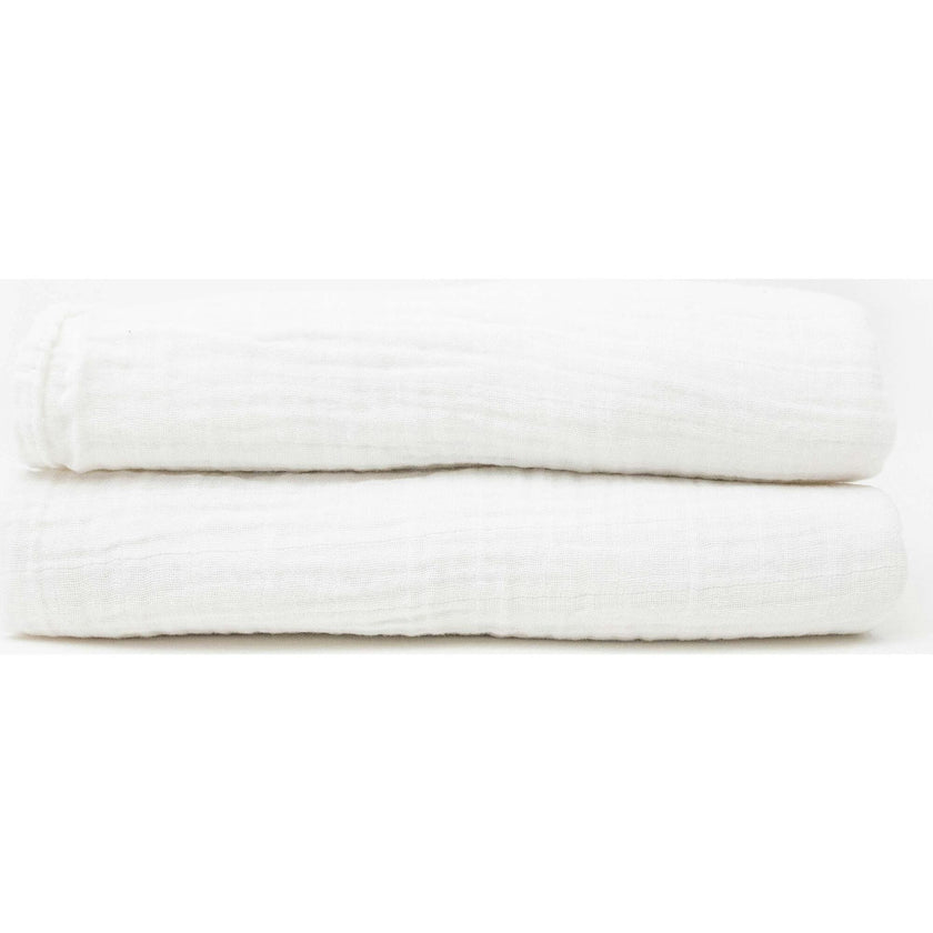 Organic Cotton Muslin Swaddle Blanket 2 Pack - White
