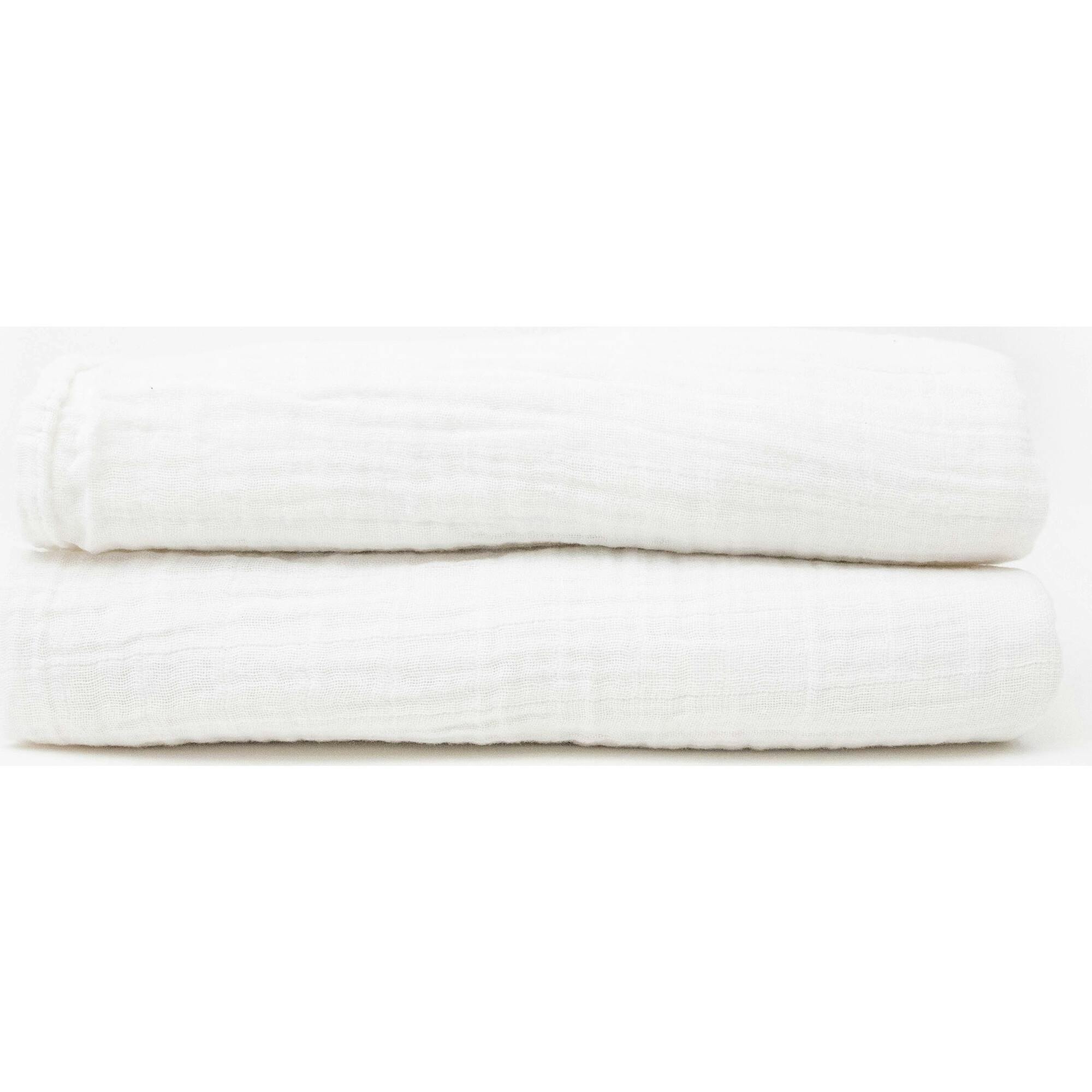 Organic Cotton Muslin Swaddle Blanket 2 Pack - White
