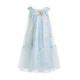Blue Rosamira Floral Tulle Dress