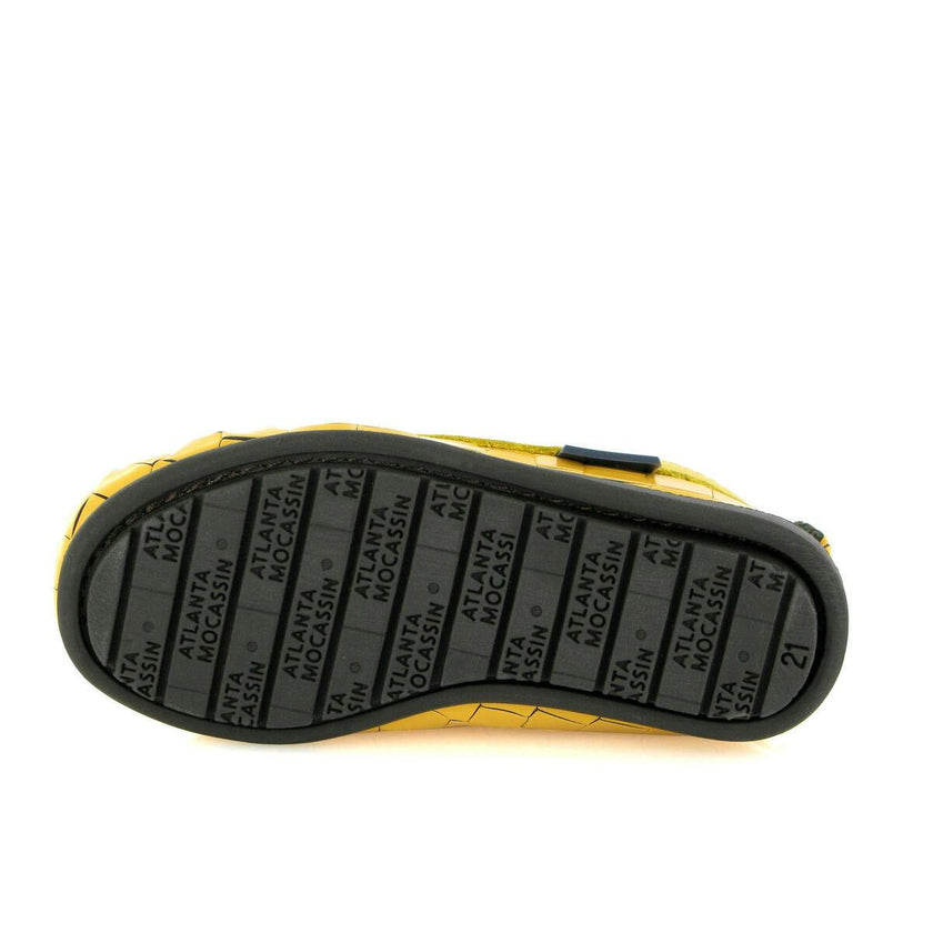 Ankle Moccasin Boots, Yellow Printed Leather