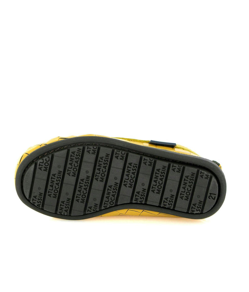 Ankle Moccasin Boots, Yellow Printed Leather