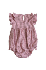 Baby Ana Romper in Pink & Brown Gingham