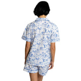 Women's Skydog Toile Blue Short PJ Set - Organic Cotton Poplin