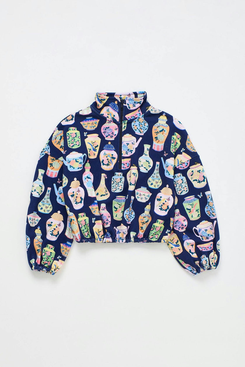 PORCELAIN ZIPPER SWEATSHIRT BLUE
