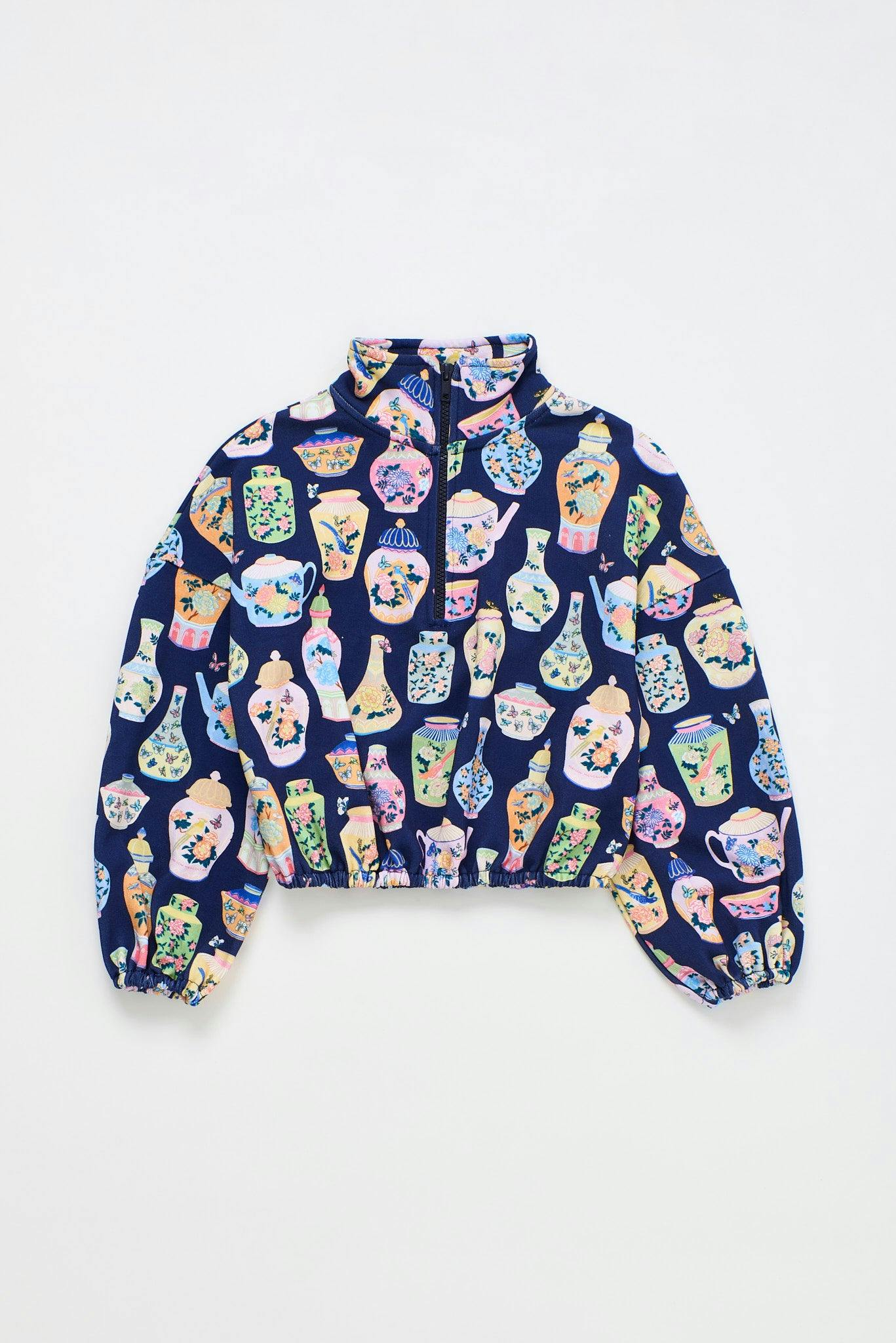 PORCELAIN ZIPPER SWEATSHIRT BLUE