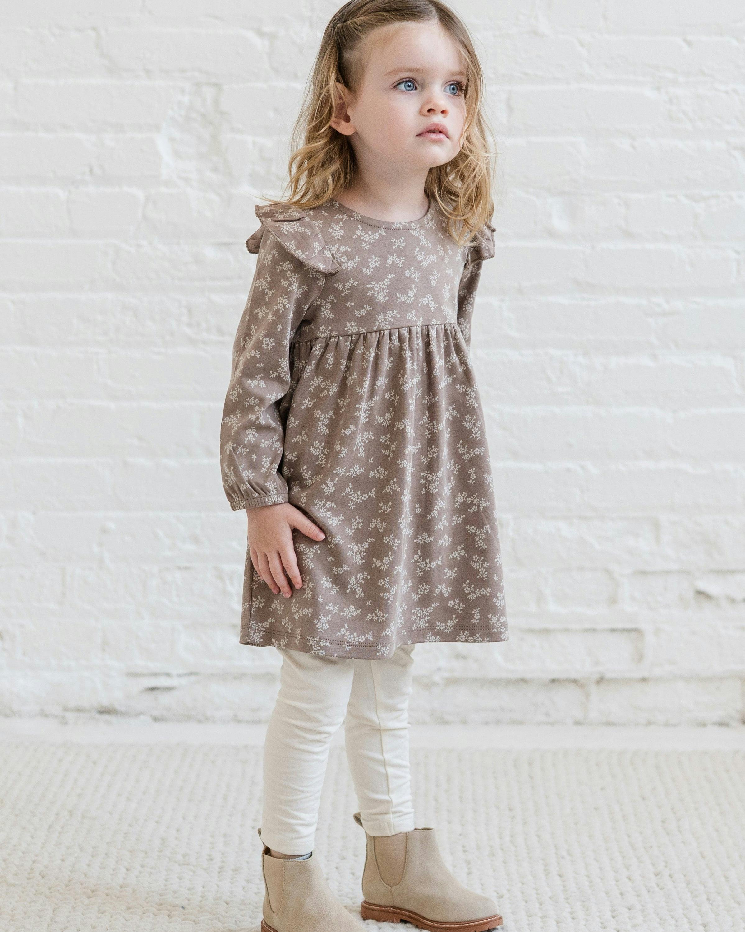 Mika Armhole Ruffle Long Sleeve Dress Betty Floral / Purple + Olive
