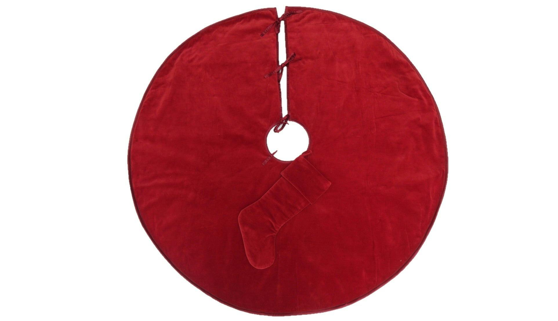 Luxurious Classic Velvet Garnet Red Christmas Tree Skirt 60