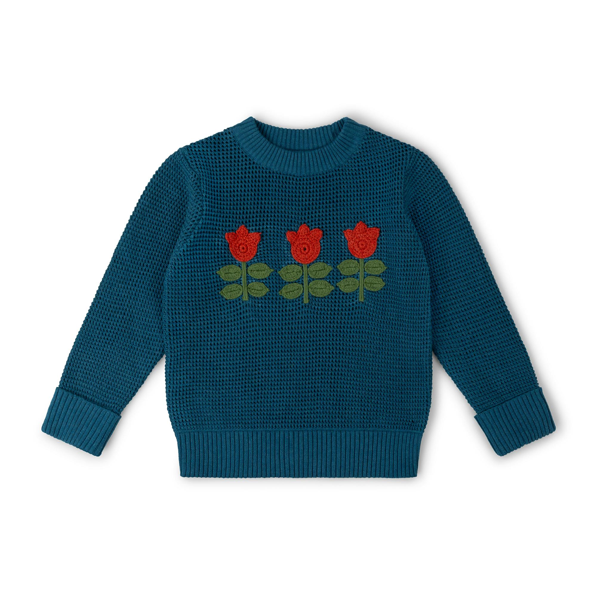 Tulips Knitted Jumper, Blue