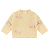 Bows Fuzzy Roll-Edge Knitted Pullover