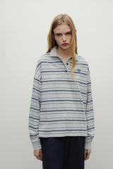 Ona Woman Polo Black Iris Stripe