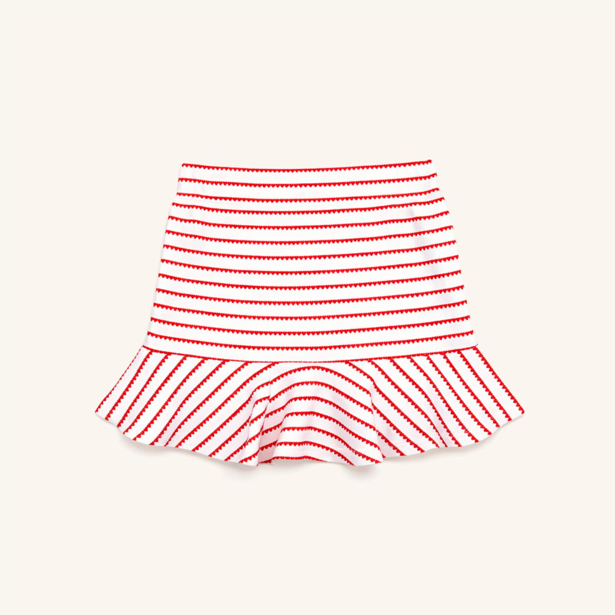 Tennis Skirt in Red Heart Stripe