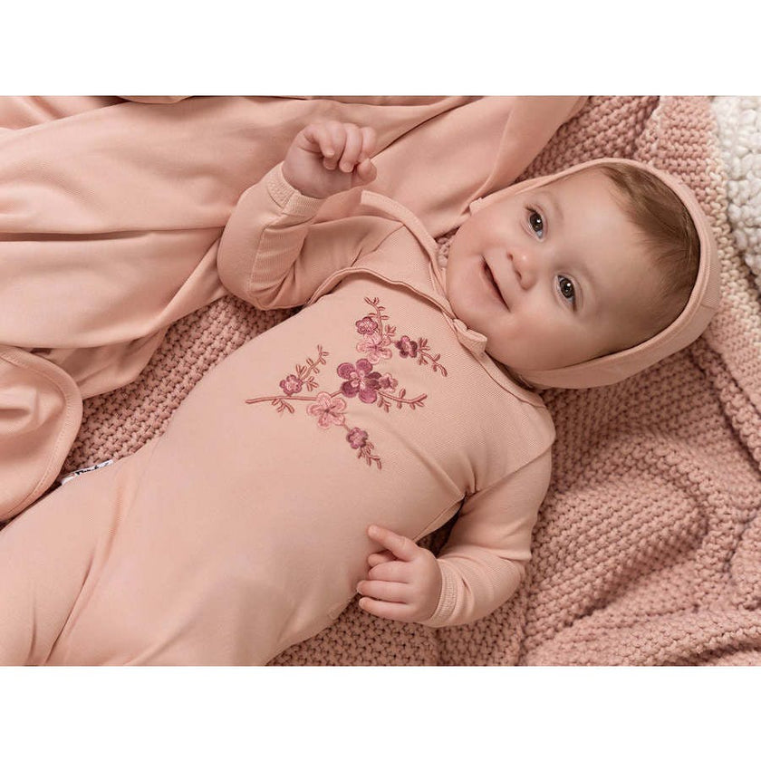 Floral Embroidered Footie