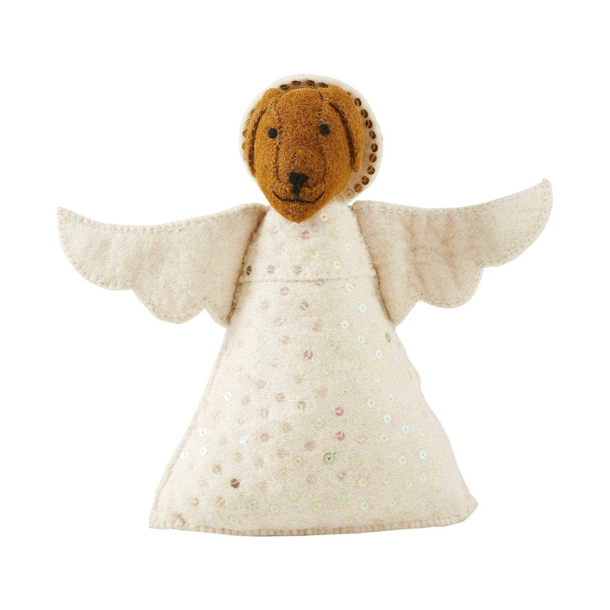 Brown Dog Angel Handmade Felt Christmas Tree Topper