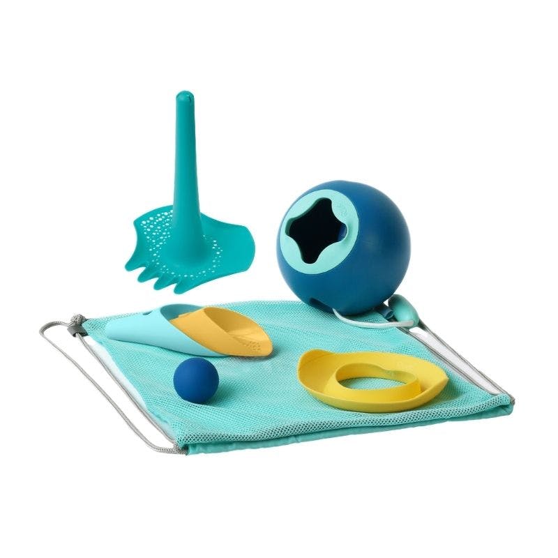 Quut Beach Bundle – Beach Bag Set & Triplet Multifunctional Sand Play Set for Kids