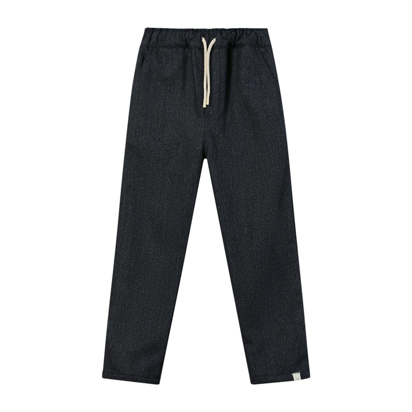 SOCIETY Navy tweed pants with jersey lining