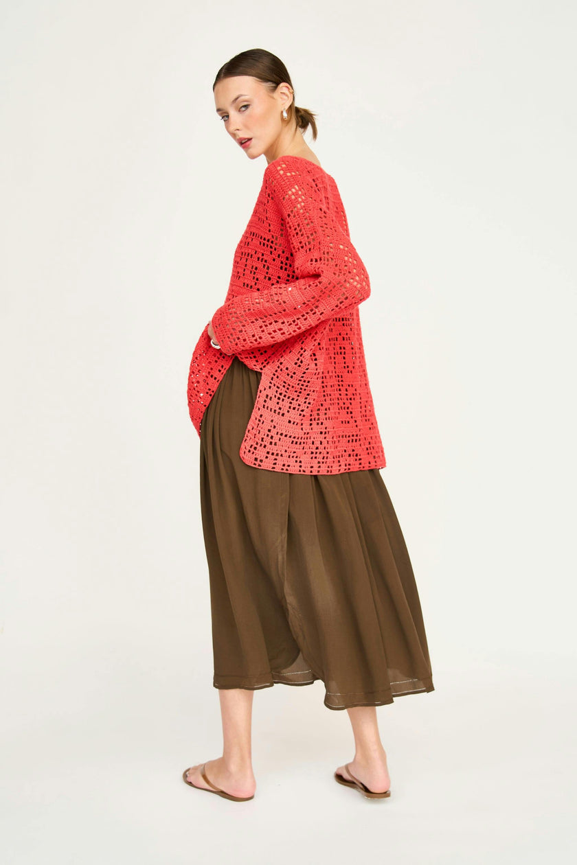 Madrid Hand Crochet Tunic in Chili