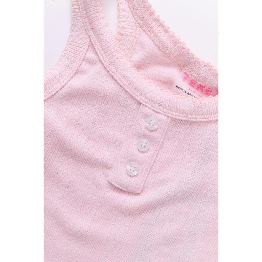 Girls Pointelle Tank in Peony Pink
