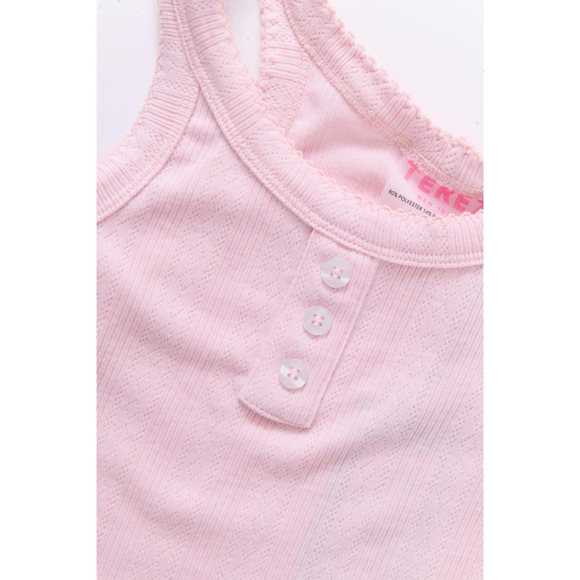 Girls Pointelle Tank in Peony Pink