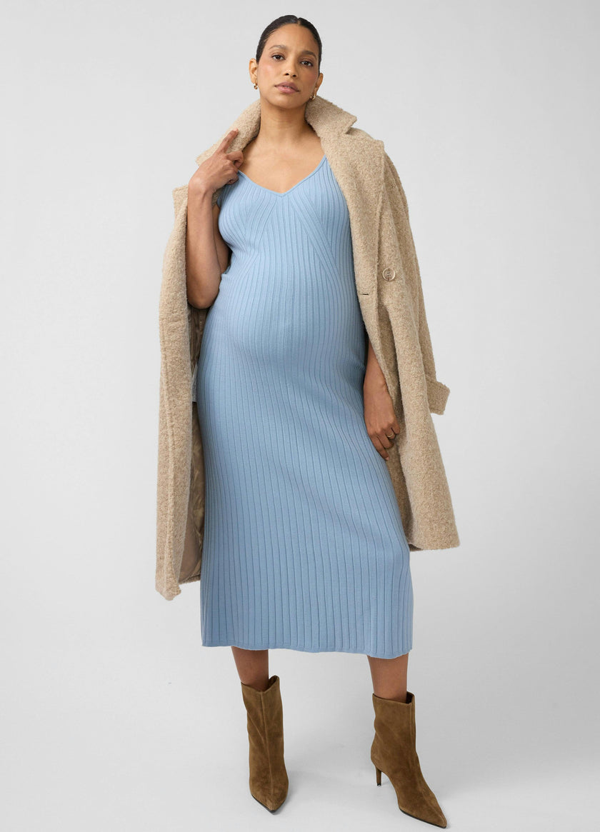 Sleeveless Rib Sweater Maternity Nursing Midi Dress