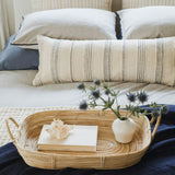 Tide Stripe Blue & Ivory Distressed Lumbar Pillow