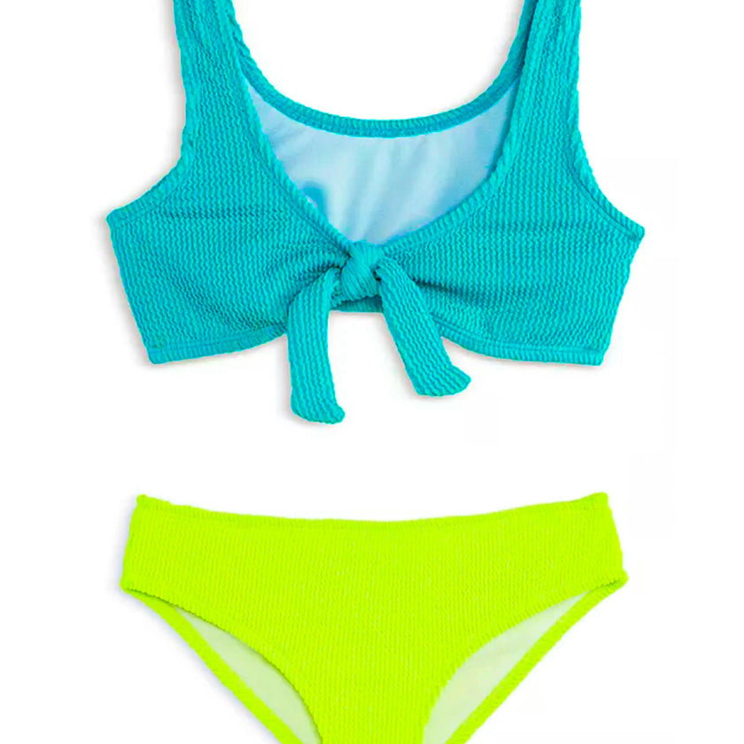 Izy Crinkle Tie Bikini Swimsuit - Turquoise Lime
