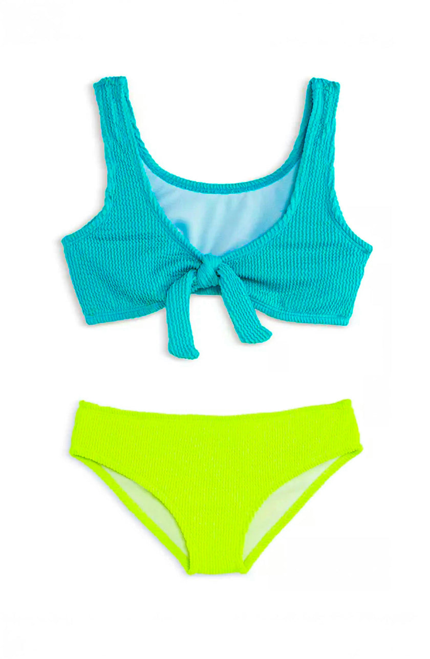 Izy Crinkle Tie Bikini Swimsuit - Turquoise Lime