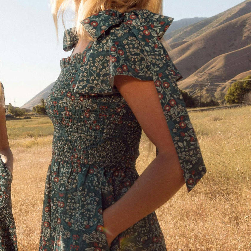 Rayna Dress in Teal Ribboned Garden