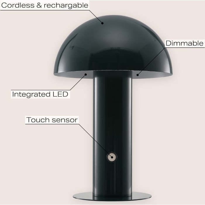 Boletus 10.75" Contemporary Bohemian Rechargeable/Cordless Iron Integrated LED Mushroom Table Lamp