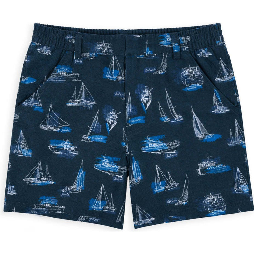 Plisse Sailboat Print Short