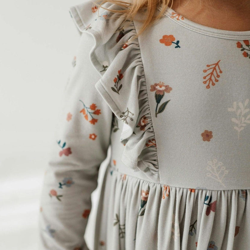 Girl's Long Sleeve Ruffle Dress