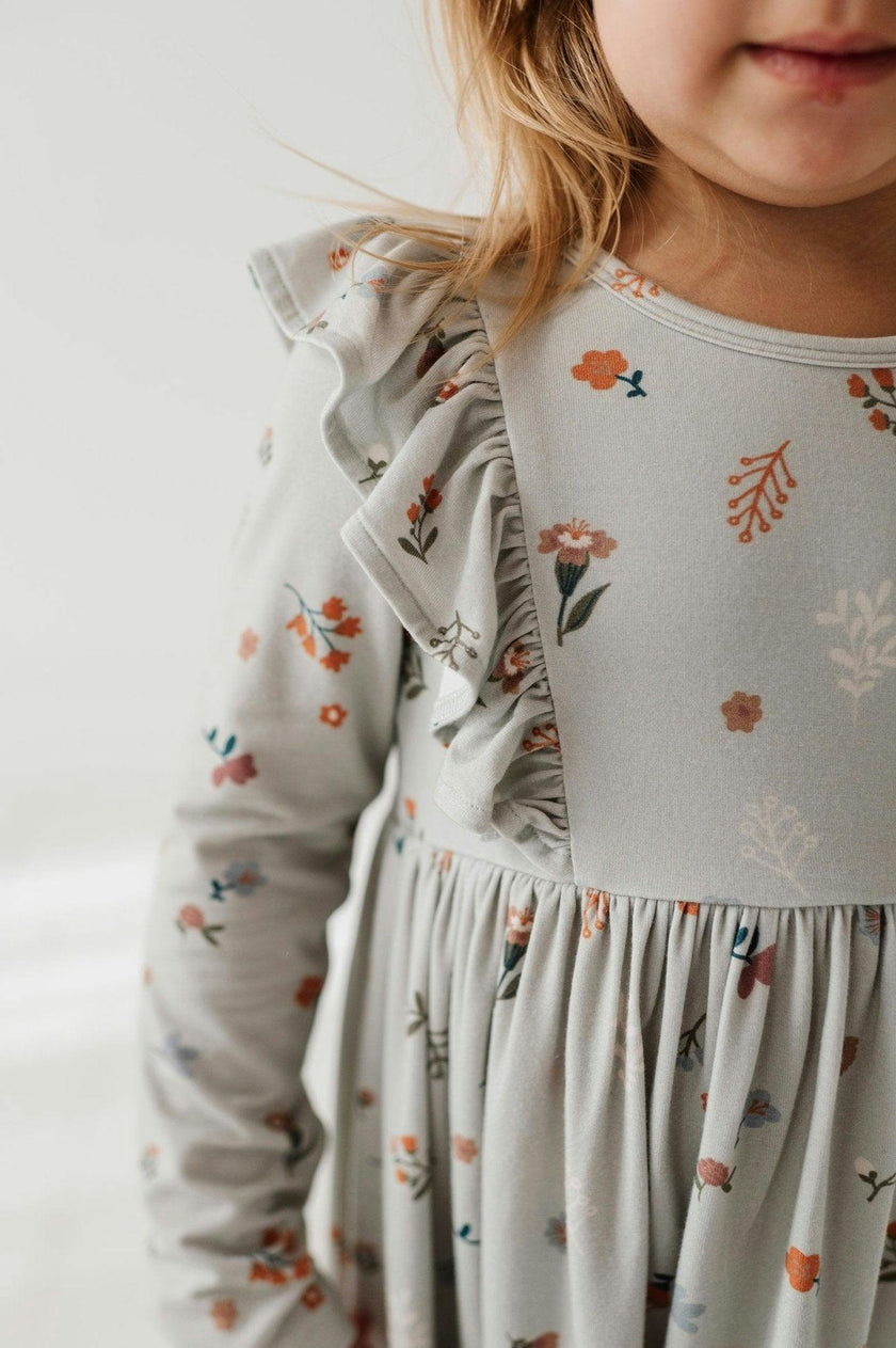 Girl's Long Sleeve Ruffle Dress