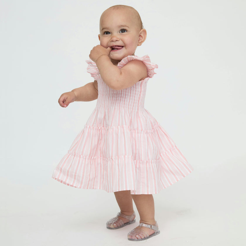The Baby Ellie Nap Dress - Pink Variegated Stripe