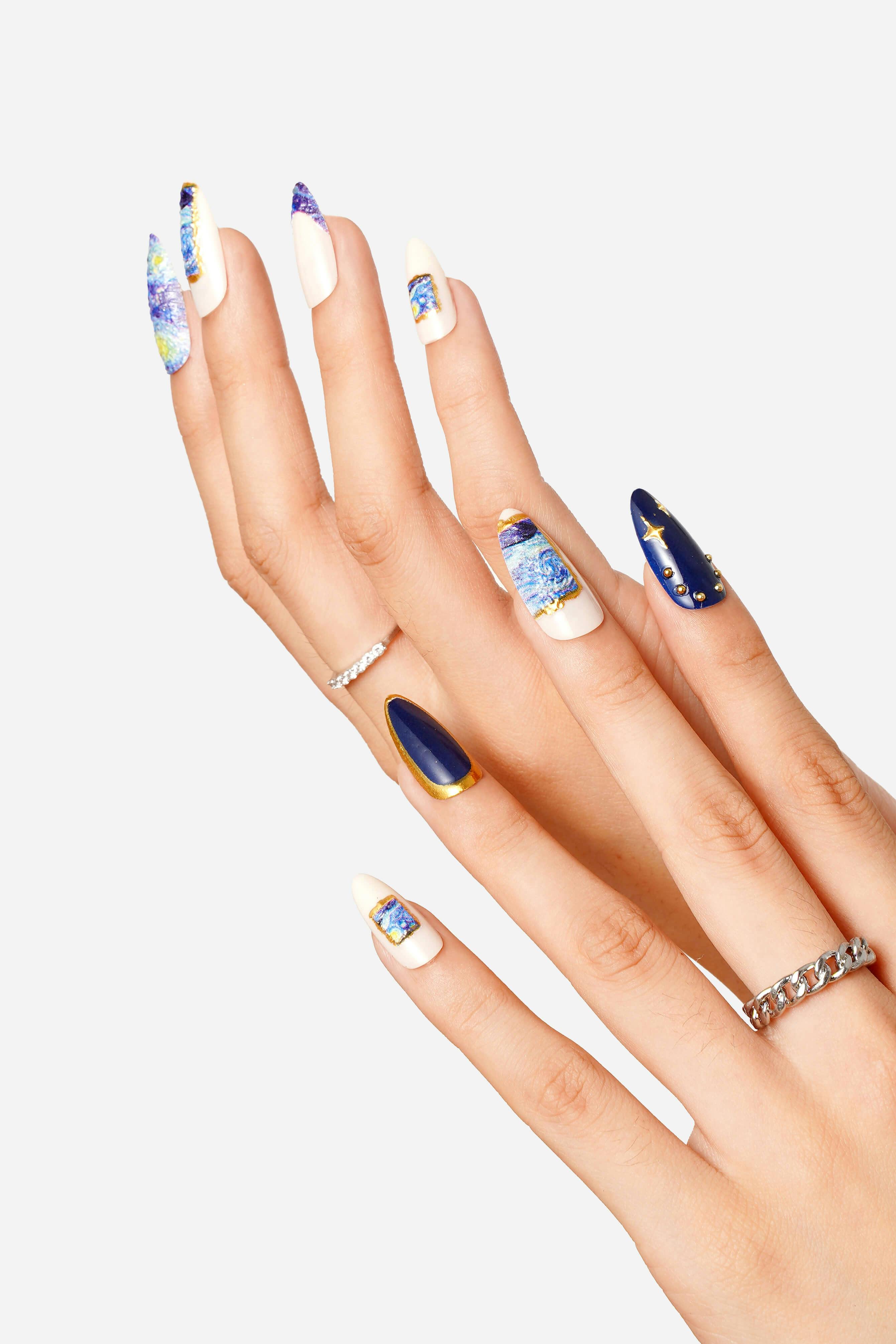 VAN GOGH THE STARRY NIGHT - ALMOND PRESS-ON NAILS