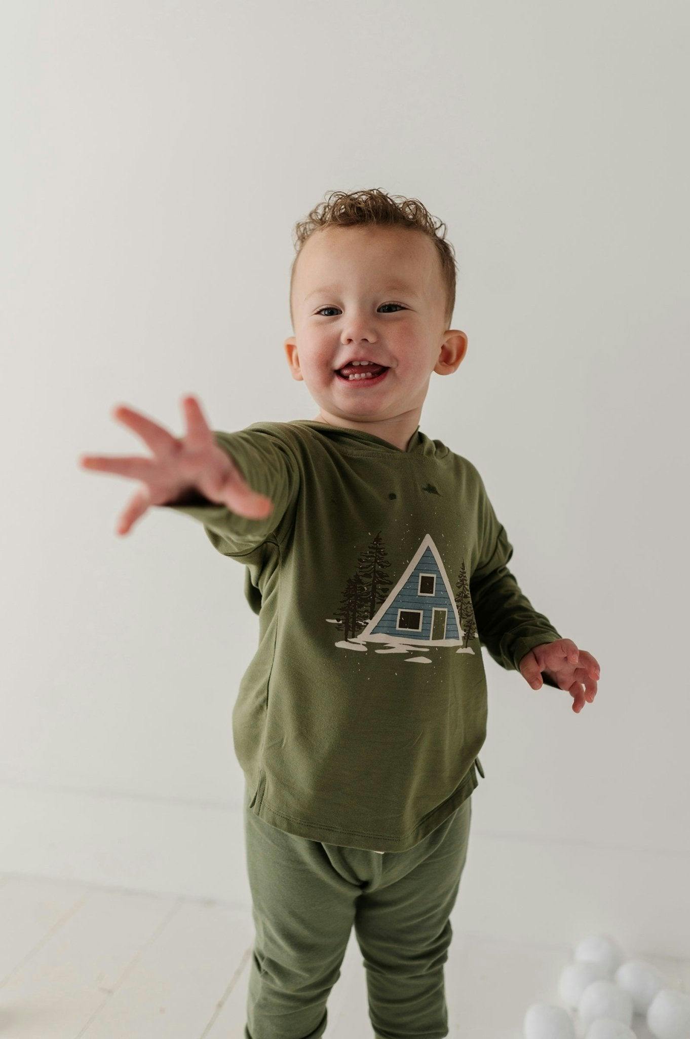 Boys Jersey Hoodie in Snow Lodge