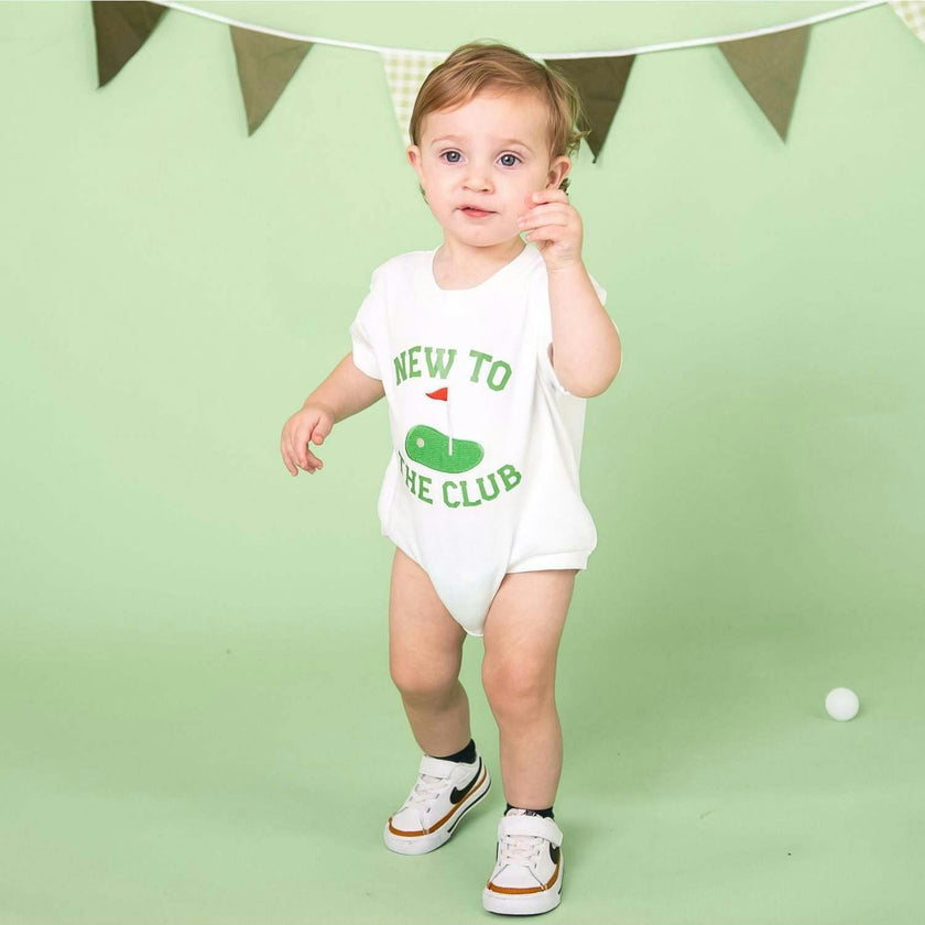 New To The Club Patch Short Sleeve Romper - White