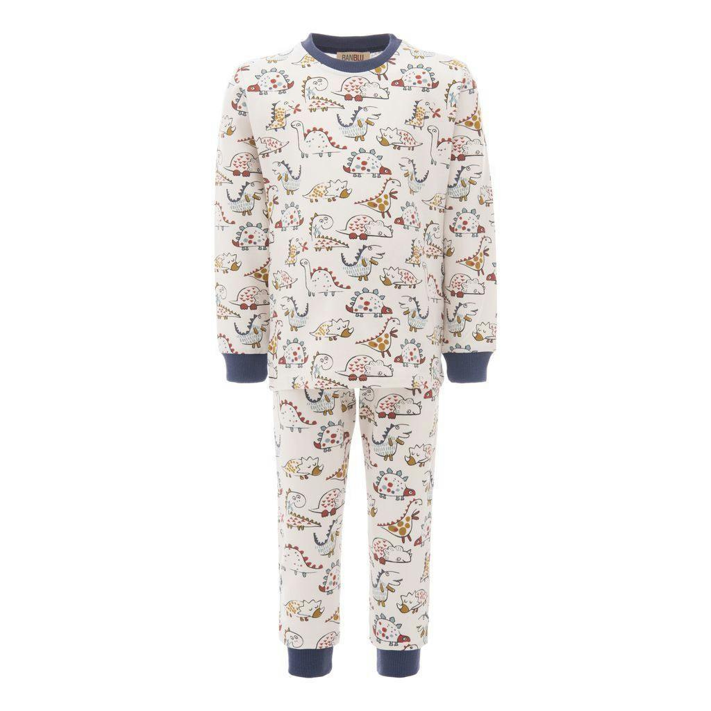 Off White Dinosaur Print PJ Set