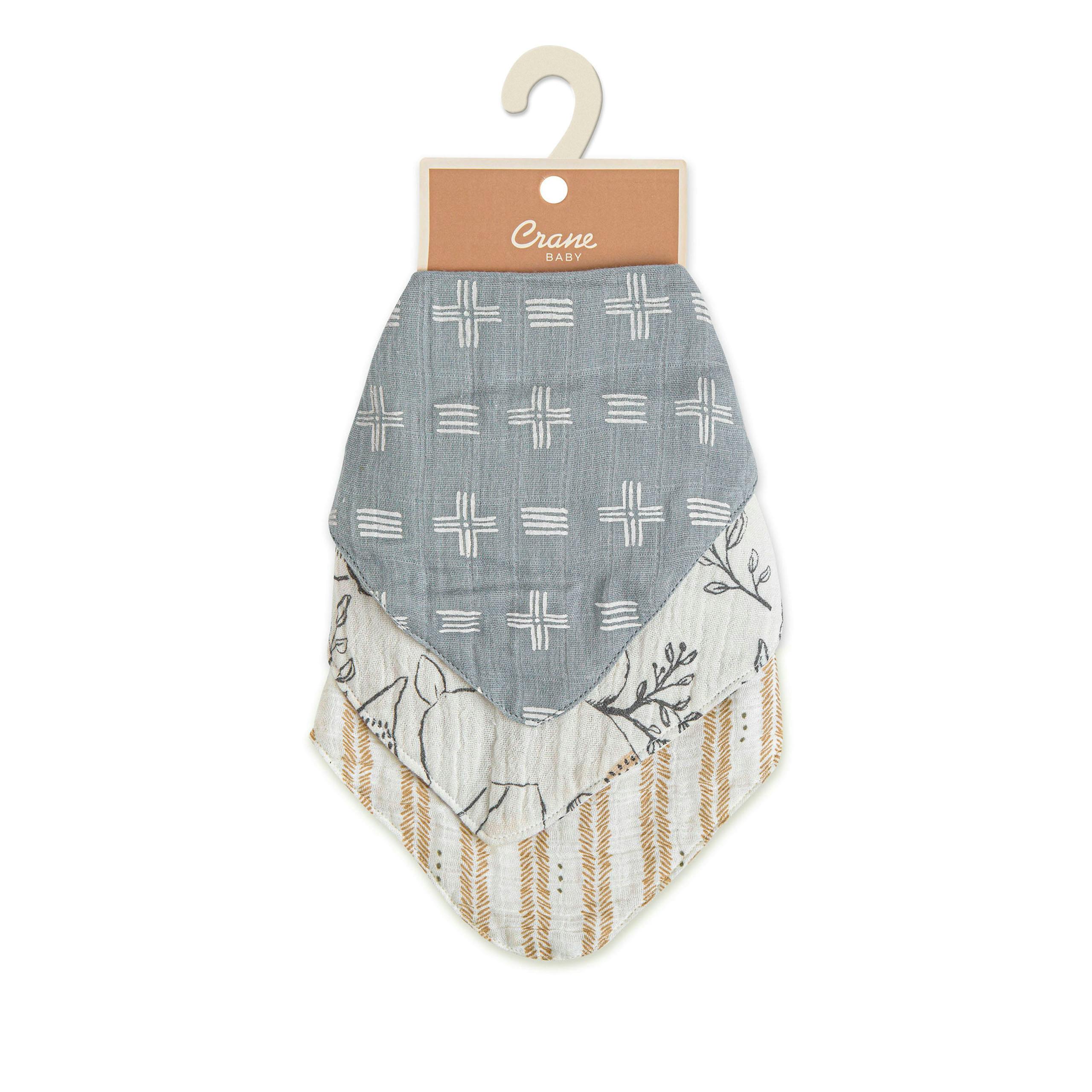 Ezra Woodland Cotton Bandana Baby Bib (3 Pack)