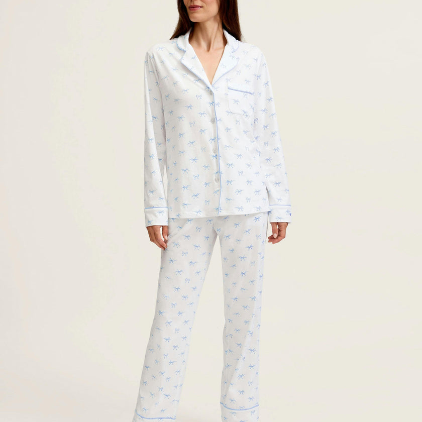 Women's Pima Pajama Set in Something Blue Bows