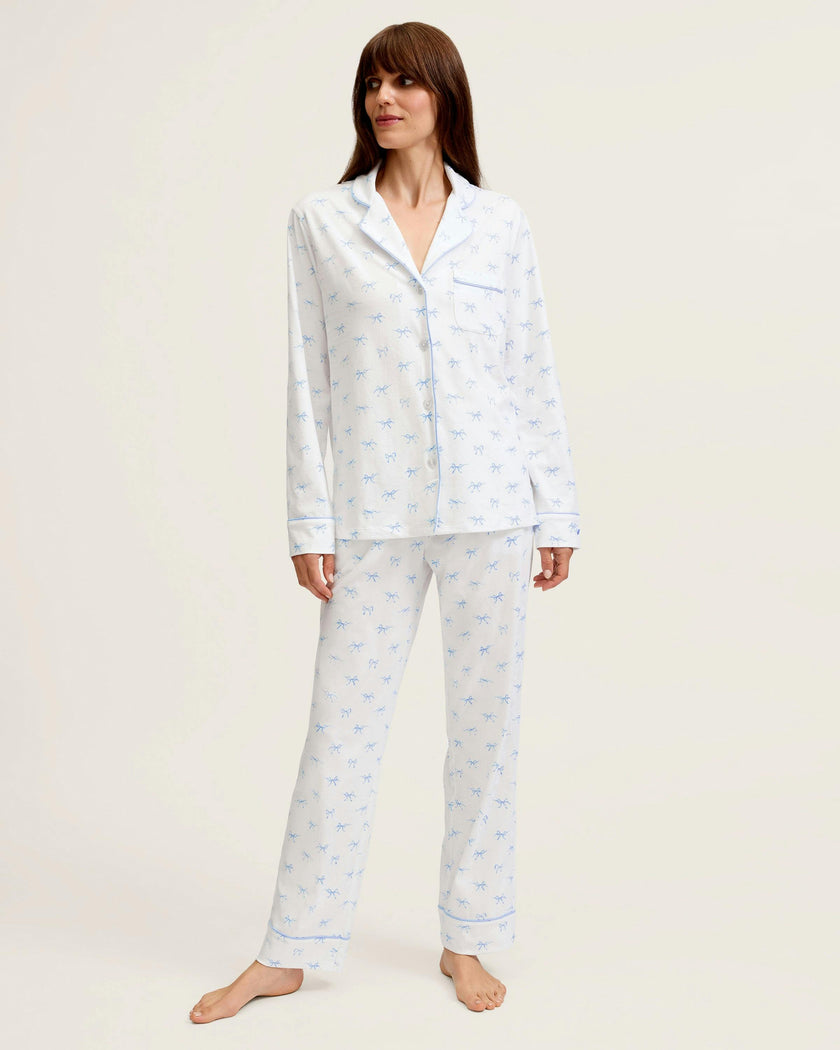 Women's Pima Pajama Set in Something Blue Bows
