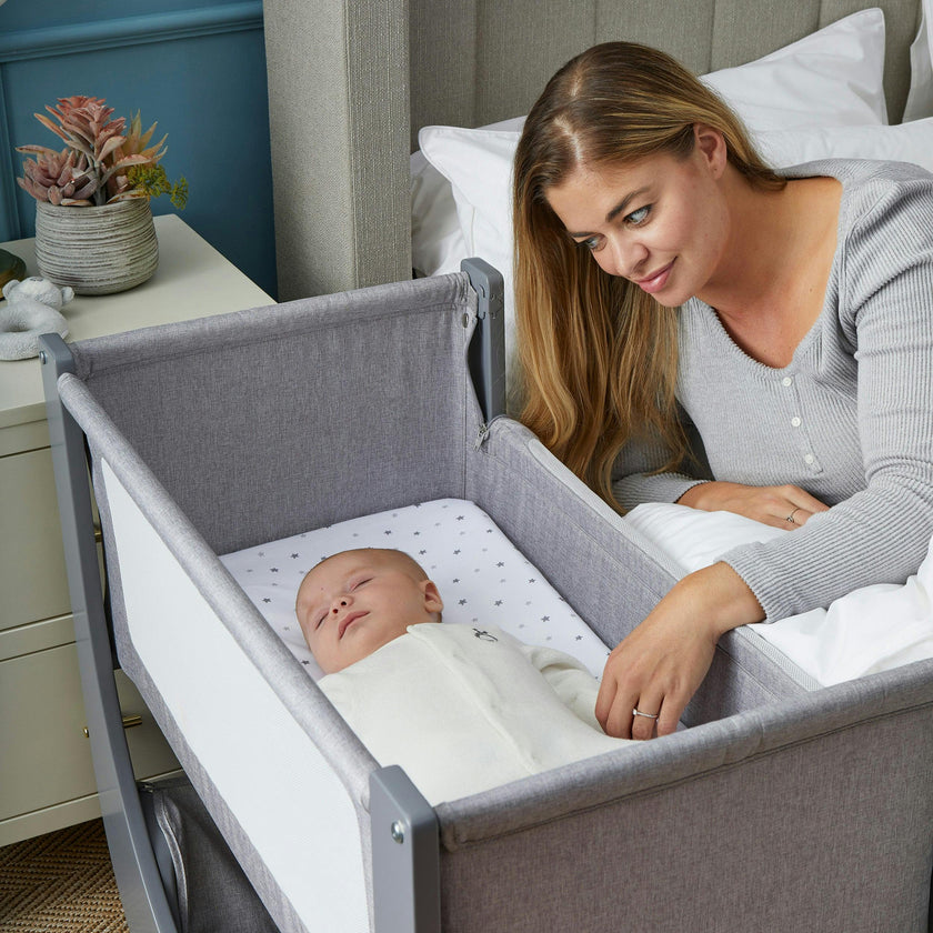 Shnuggle Air Lite Bedside Bassinet | Infant Crib | Height Adjustable Baby Bed with Mattress