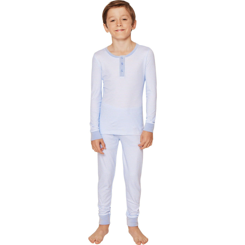 Kid's Pima Snug Fit Pajama Set in Pink Stripe