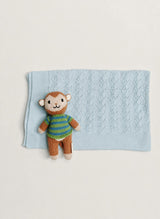 Baby Gift Set: Blue Wonder Baby Blanket and Marlow the Monkey Knit Doll