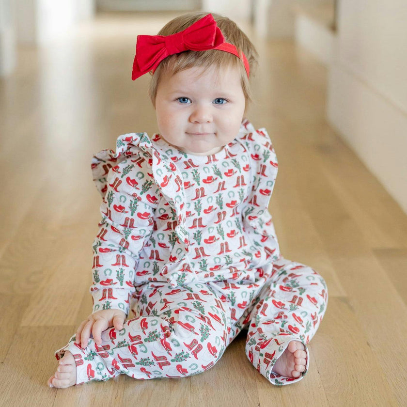 Evelyn Girls' Romper Cowboy Christmas