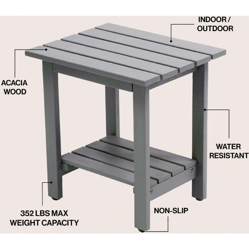 Kellie 16.1" Cottage Classic Slatted Solid Acacia Wood Indoor/Outdoor Shower Bench with Shelf