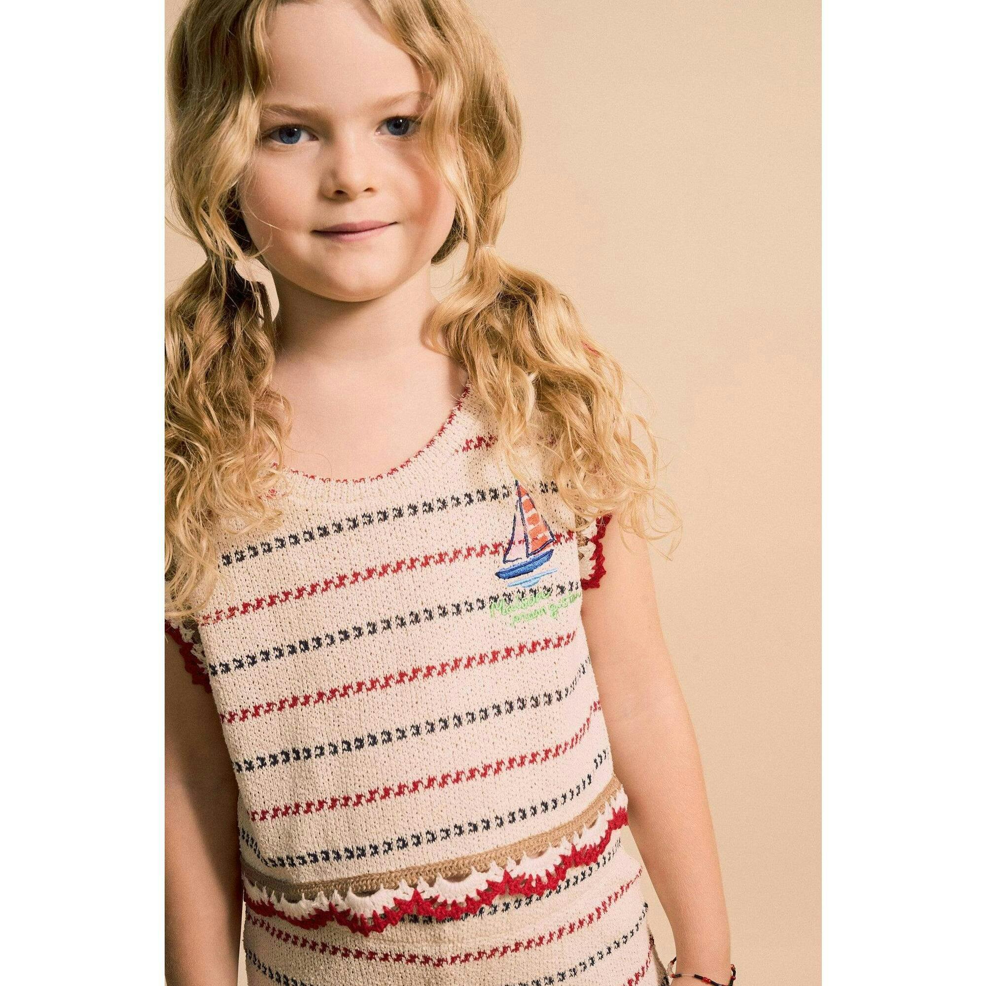 BARCOS KNIT TOP OFF WHITE / RED