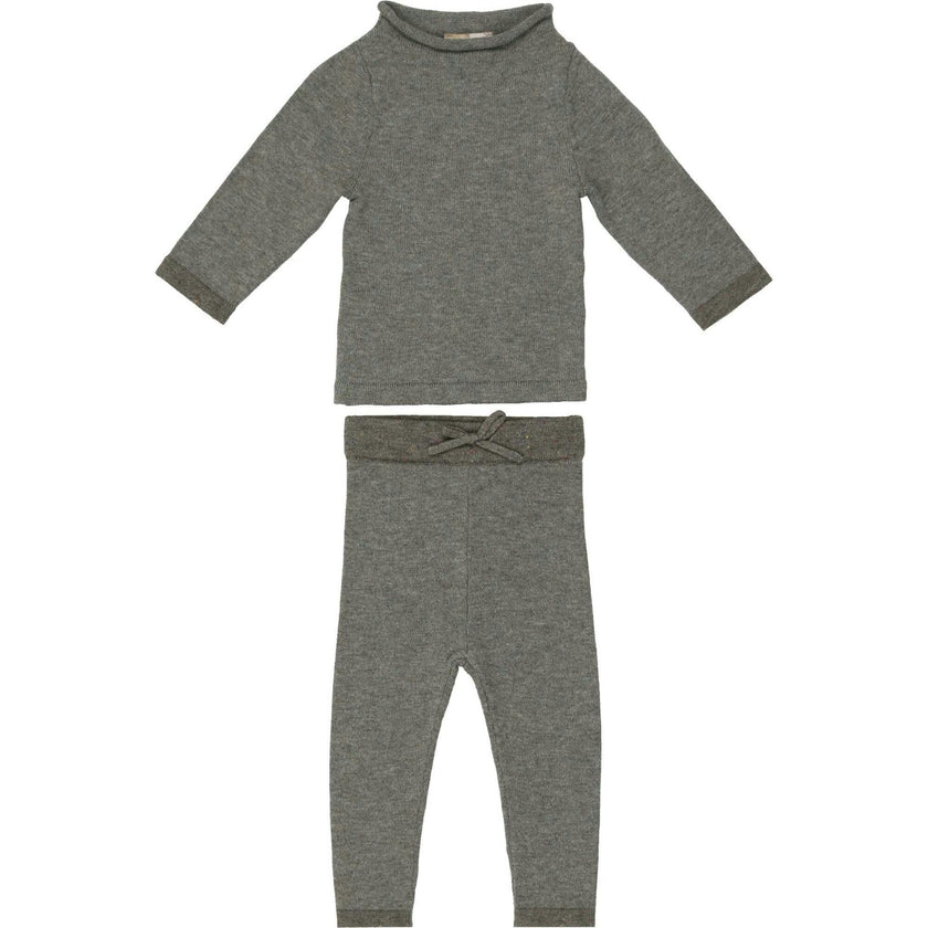 Half Flecked Long Sleeve Sweater & Pant 2-Piece Set