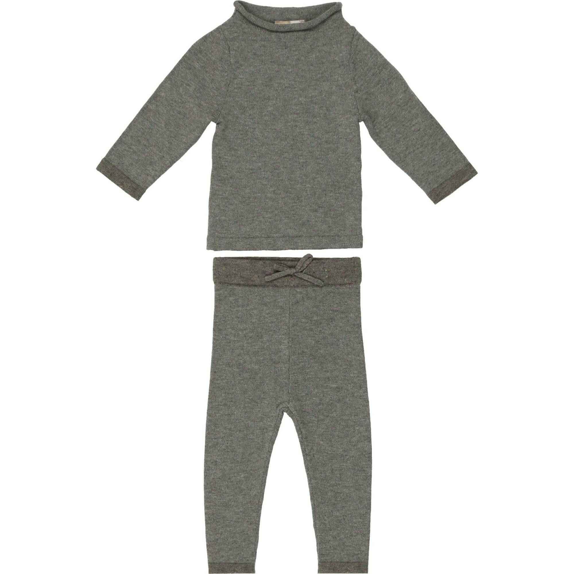 Half Flecked Long Sleeve Sweater & Pant 2-Piece Set